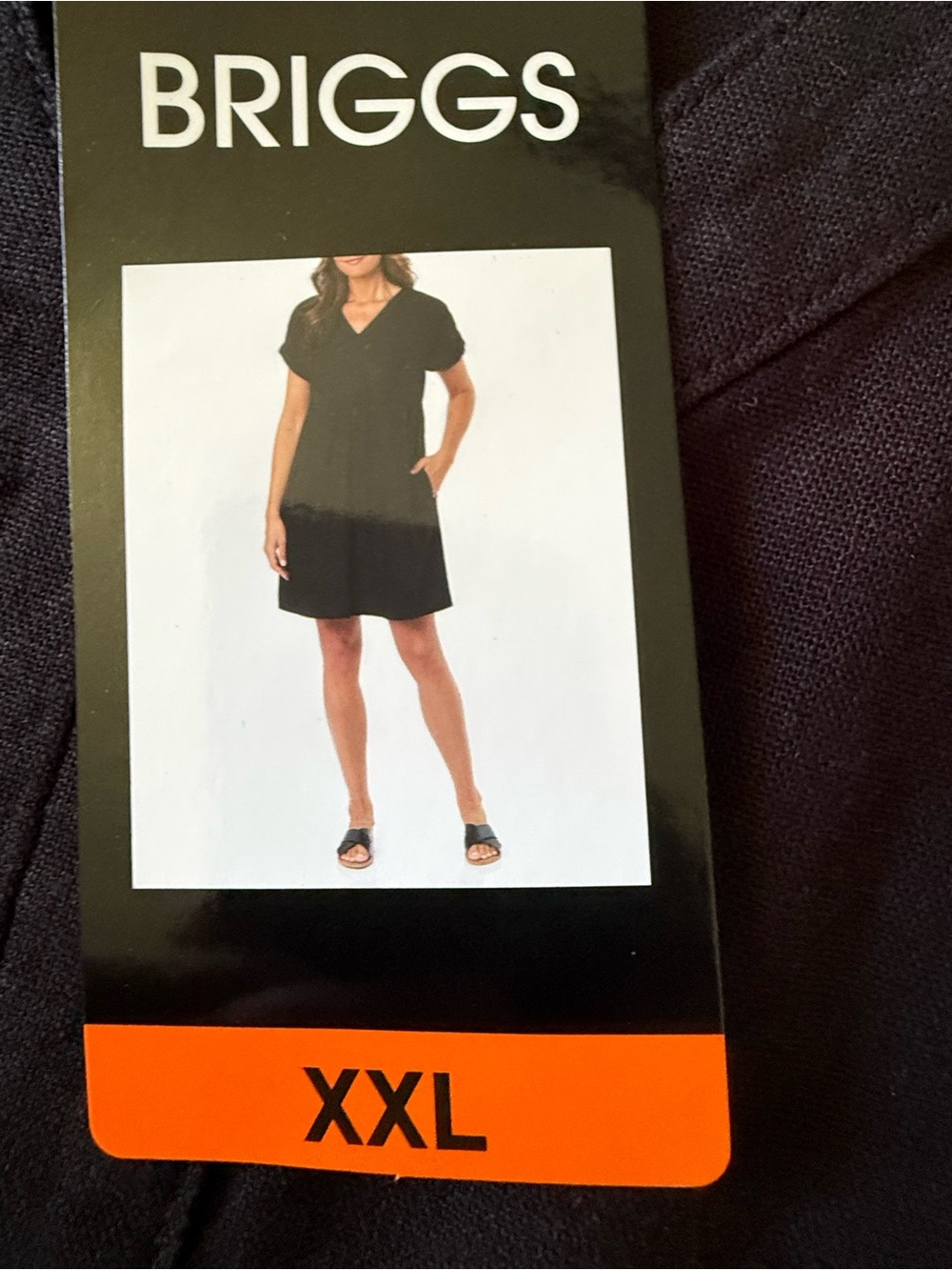 BRIGGS Black Linen Blend V Neck Shift Dress XXL NWT Pockets - Picture 5 of 8